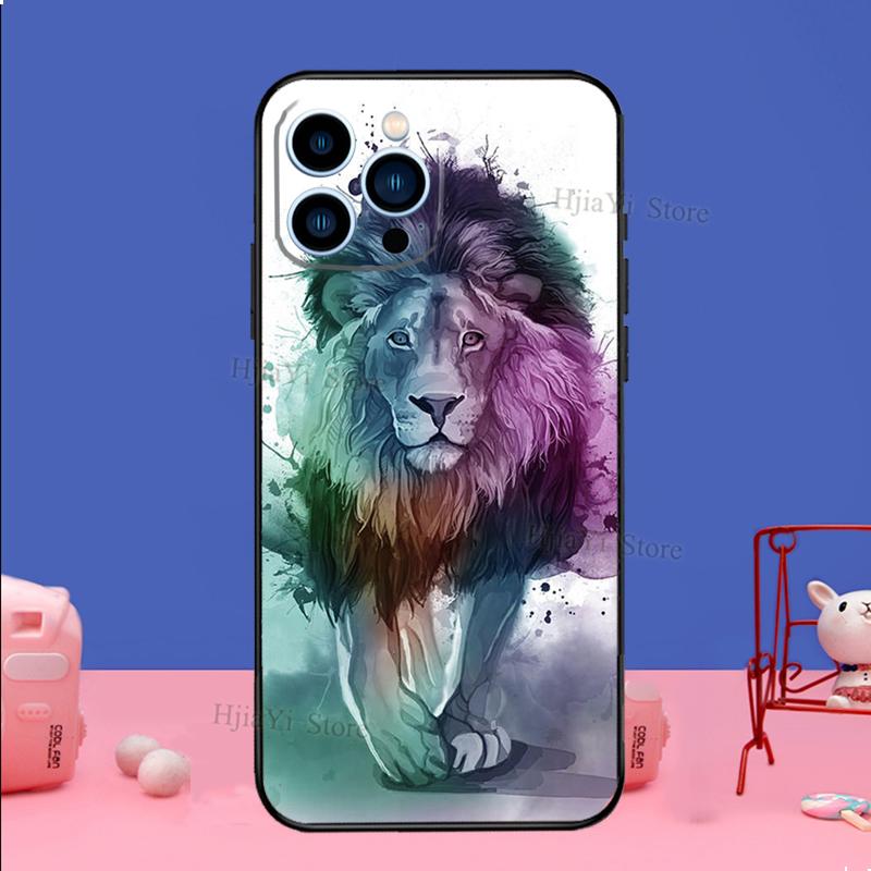 Чехол-животное Лев для iPhone 16 15 13 11 12 14 Pro Max XS XR X Plus 13 mini Мягкий чехол Fundas Capa Shell