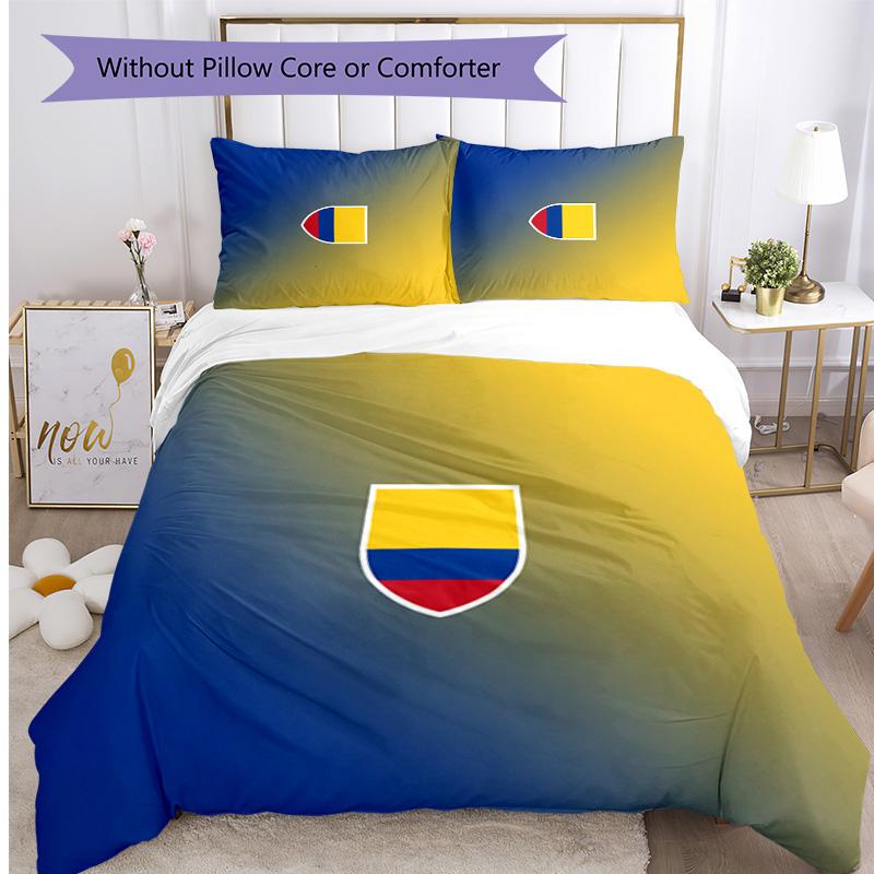 Colombia Football Printed Bedding 3 Piece Set Cozy Breathable Bed Cover Set as Housewarming Holiday Gift