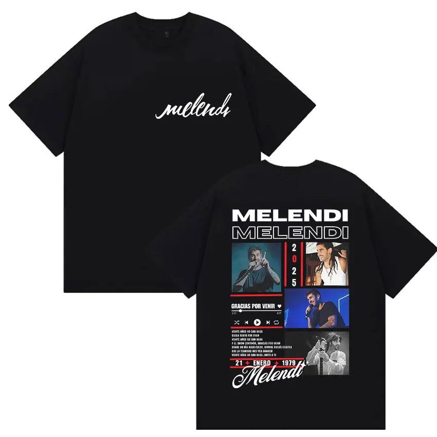 Rapper Melendi Tour 2025 Album Merch T Shirts Women Vintage Gothic Oversized Cotton Tshirt Y2k Man Hip Hop Punk Tees Streetwear