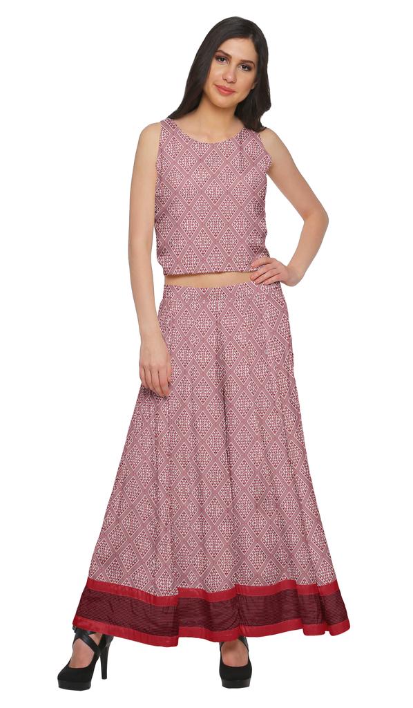 Moomaya Crop Top And Palazzo Set For Girls Printed Santoon Womens Clothing