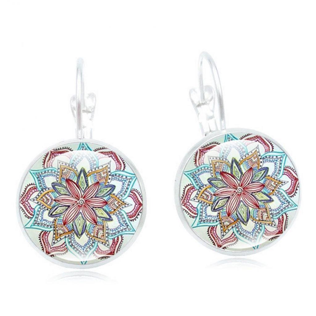 Винтажные уникальные женские серьги-крючки из сплава с цветком мандалы, женские ювелирные изделия в подарок