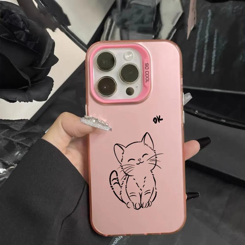 Улыбающийся кот подходит для серии чехлов для телефонов iPhone 16 Pro 15 14 13 12 11 Pro Max X XR XS Max 7 8 Plus Рисунок