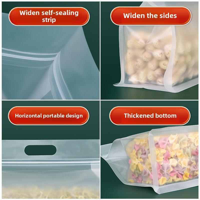 Матовый прозрачный пакет для упаковки чая и еды с восьмисторонним запечатыванием, с пряжкой и самоподдерживающейся конструкцией
