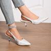 Women Sandals 2024 New Summer Fashion Sandals Slip-on Solid Office High Heels Sandals Sexy Pointed Toe Heeled Shoes for Women