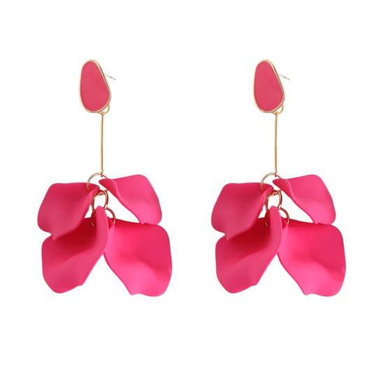 1 Pair Rose Flower Petal Drop Earrings Exaggerated Dangle Earrings Women Piercing Stud Earrings Jewelry Gift