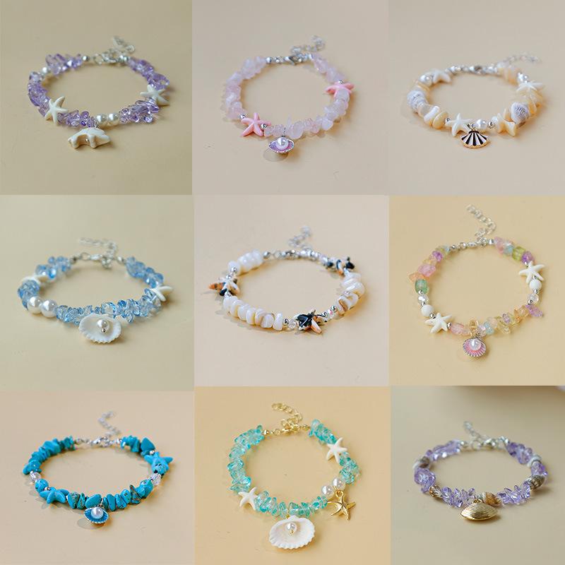 Handmade Seashell & Crushed Stone Bracelet with Lobster Clasp - Perfect Summer Travel Souvenir