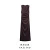 Kaslead New Women Clothes Western Style Fashion Backless Silk Satin Texture Long Dress 8391052