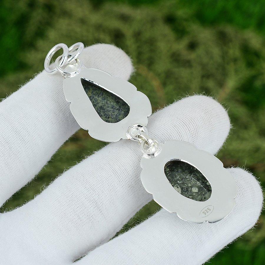 Sterling Silver Pear Natural Kambaba Jasper Daughter Bezel Boho Pendant Jewelry