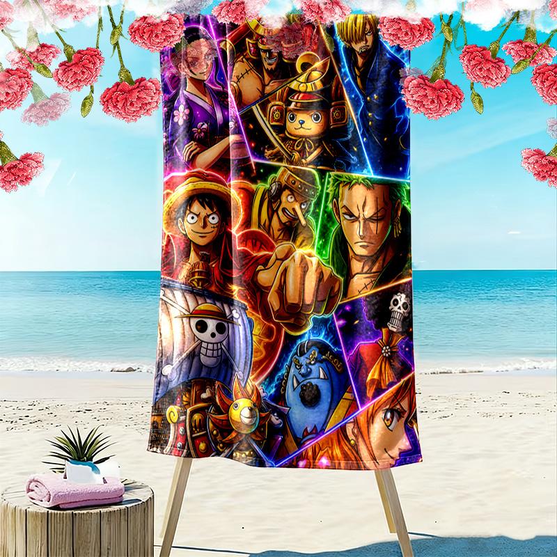 Pirates Anime Art Print Beach Towel, Large Soft Quick Dry Towel for Beach Camping Swimming