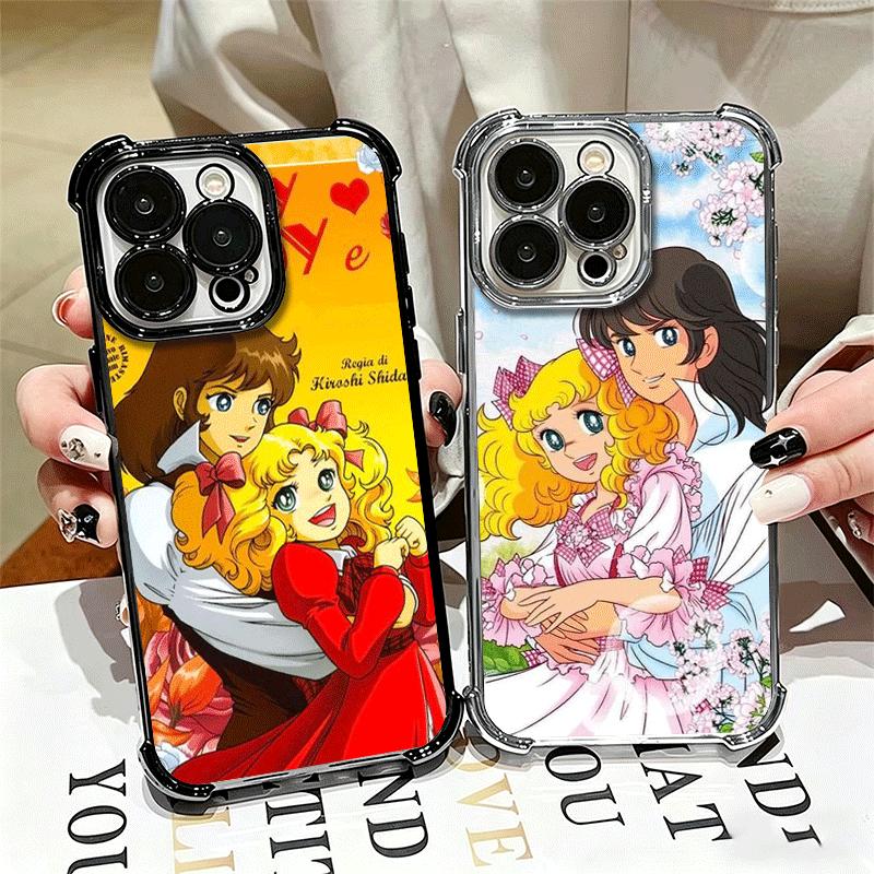Candy 90s Cartoon Plating Phone Case For Iphone 16 17 Pro Max Air 16E 14 15 Plus 12 13 Mini Anti-Fall Airabag Cover