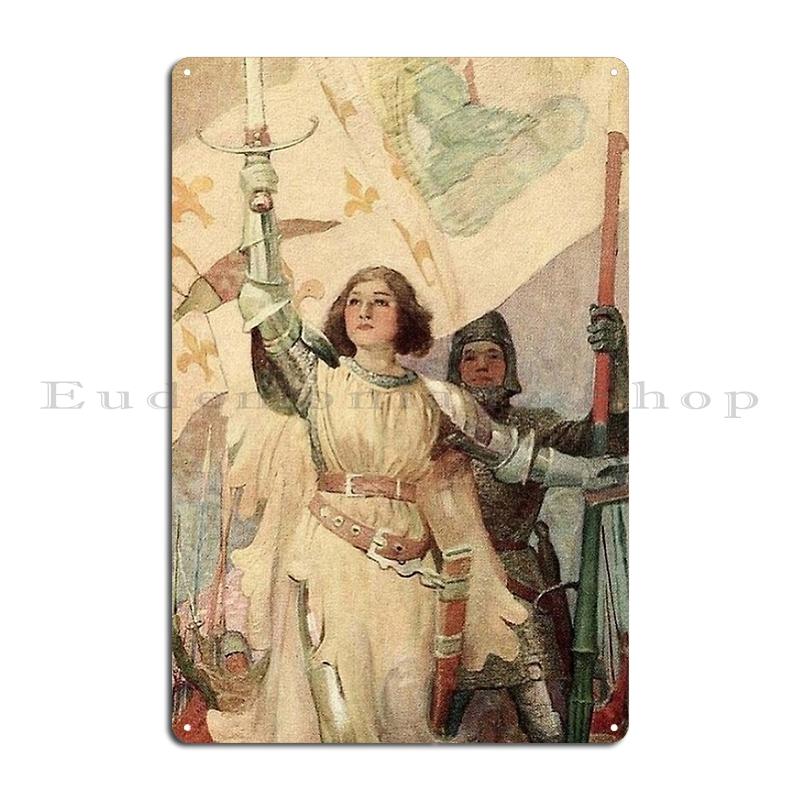 Жанна д'Арк Вторая мировая война Металлическая табличка Клуб Паб Гараж Классический Настенный декор Франция Жанна д'Арк Жестяная табличка Постер