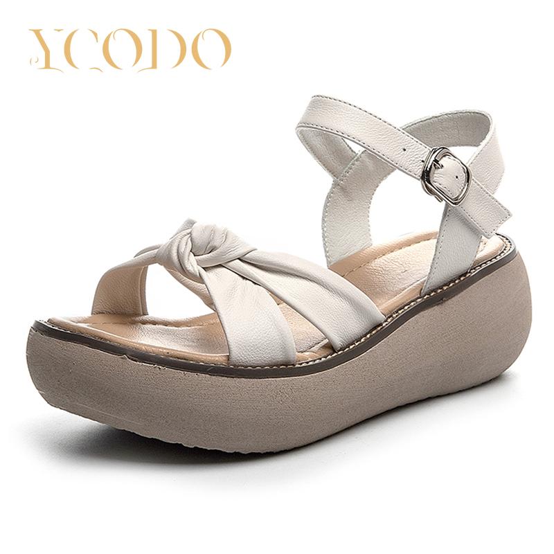 Женские летние модные сандалии на толстой подошве, повседневные крутые тапочки из натуральной кожи