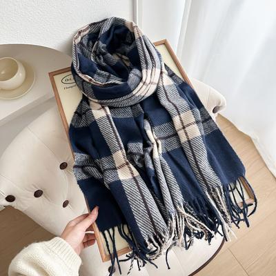 Новый шарф для женщин, классический, универсальный, студенческий, утолщенный, длинный, теплый, клетчатый шаль для пар