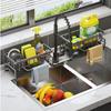 Органайзер для сушки над кухонной мойкой, пластиковая самосливная полка для мойки, держатель для мыла и губки, подставка для кухонного полотенца и тряпки, корзина-фильтр