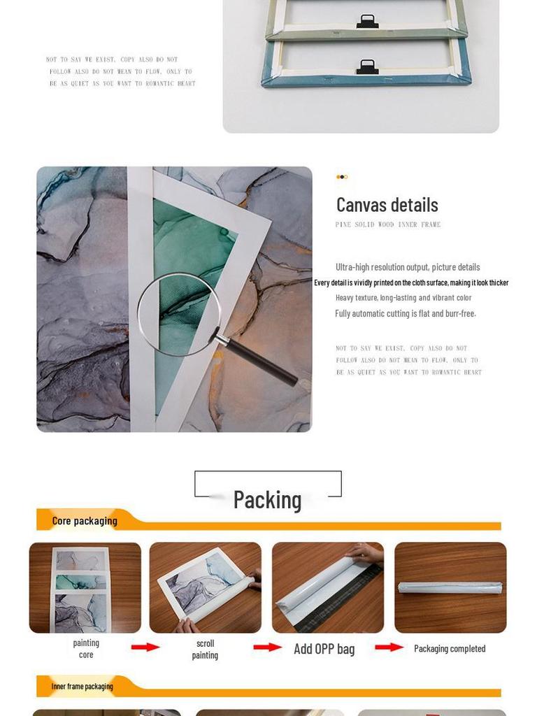 Four-Panel Solid Wood Oil Canvas Living Room Decorative Painting with Frame Processing