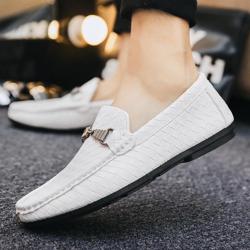 Модные мужские мокасины весна-осень-лето новые кожаные мужские кроссовки без застежек мягкие дышащие мужские туфли на плоской подошве