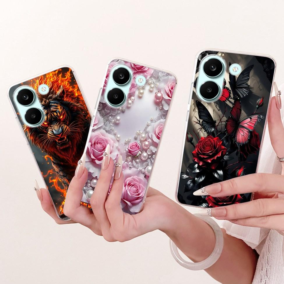 6.59'' Чехол для Xiaomi Poco X8 Pro 5G Чехол Прозрачный Модные Цветы Милый Кот Крутой Расписной Мягкий Корпус 2511FPC34G