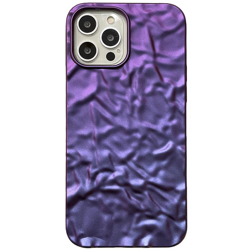 Покрытие Металлический Цвет Серебро Оловянная Фольга Складки Чехол Для iPhone 14 13 12 11 15 16 17 Pro Max Air Mini XS XR Plus Силиконовый Чехол Для Телефона