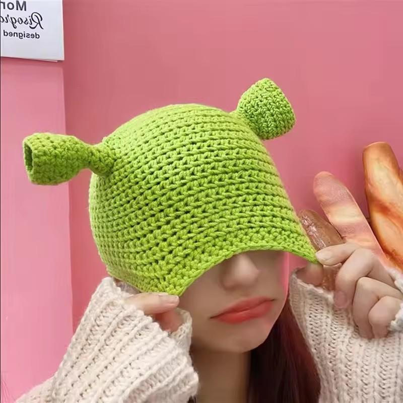 Cute Goofy Shrek Themed Knit Hat - Ultra-Soft, Warm & Playful Winter Headwear