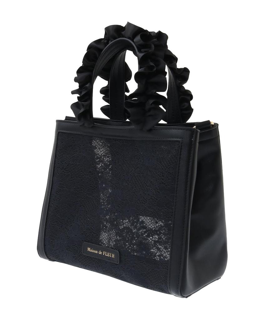 Maison de Fleur Women's Mesh Lace 2-Way Tote Bag, Black