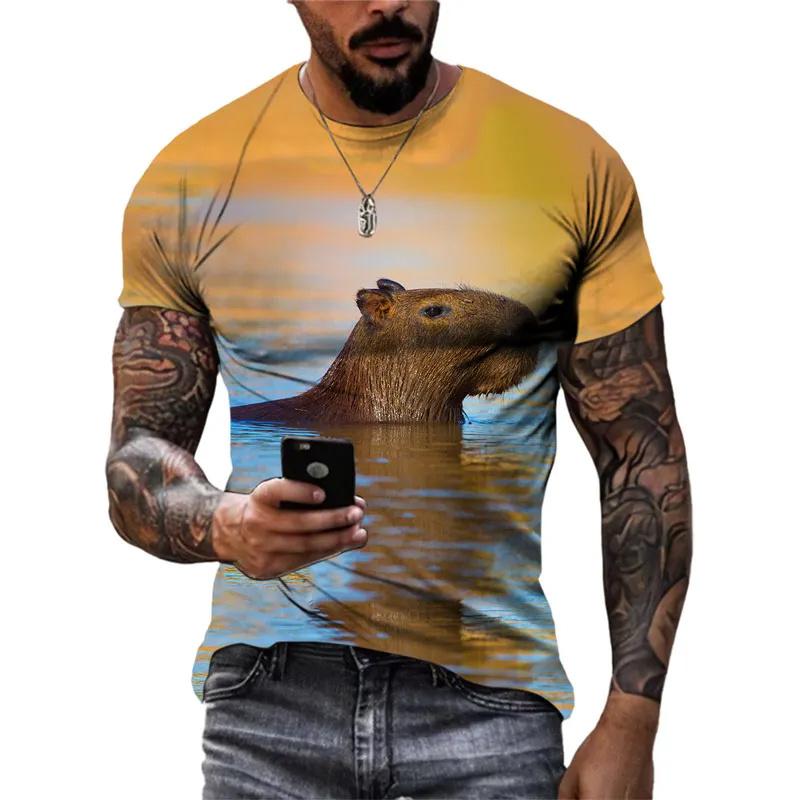 Cute Dolphin Pattern 3D Printed T-shirt for Men, Fun Dolphin Casual Short Sleeve Top, Trendy Harajuku Personalized Fashion Short Sleeve Clothing
