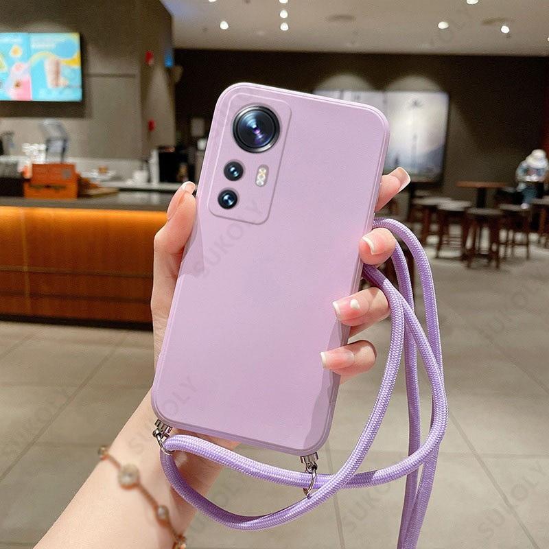 Чехол из жидкого силикона с ремешком на шею для Xiaomi 11T 13T Poco X6 Pro Funda Redmi Note 11 12 13 Pro 5G 11s Чехол с ремешком Coque