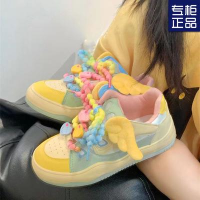 Цвет дофамин скейтборд обувь Майяр конфеты обувь женская осень студенты школьный сезон повседневная обувь белые туфли