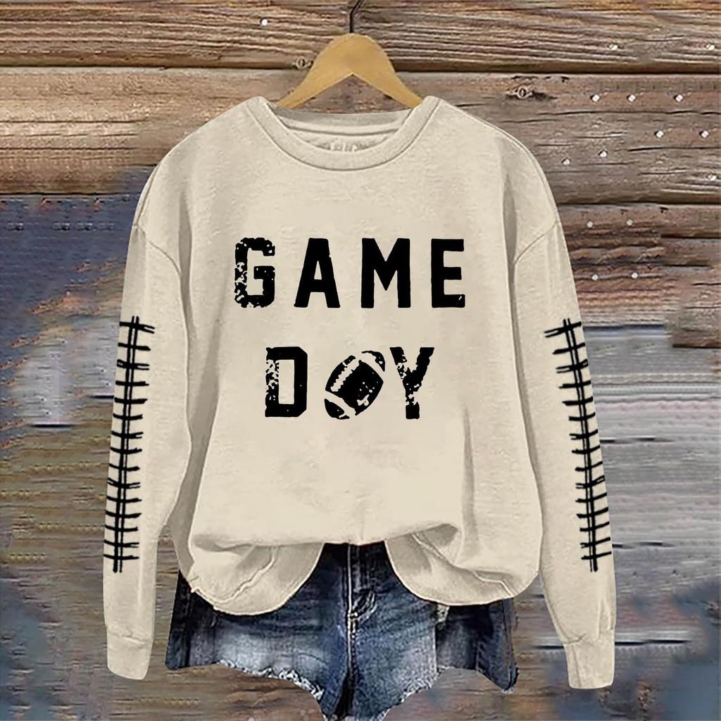 Женская мода повседневный длинный рукав принтованный круглый вырез свитер топ