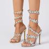 Summer Designer Butterfly-knot Crystal Sandals Sexy Peep Toe Thin Heel Wedding Party Back Strap Shoes Zapatos Mujer