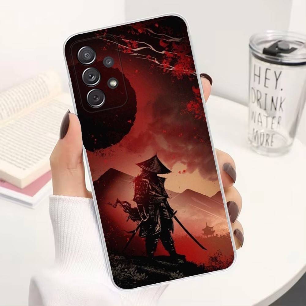 B-Бусидо S-Самурай Чехол для телефона для Samsung A30,71,51,S9,10,20,Ultra,FE,Lite, S22,23,21,Plus, Прозрачный, Силиконовый чехол