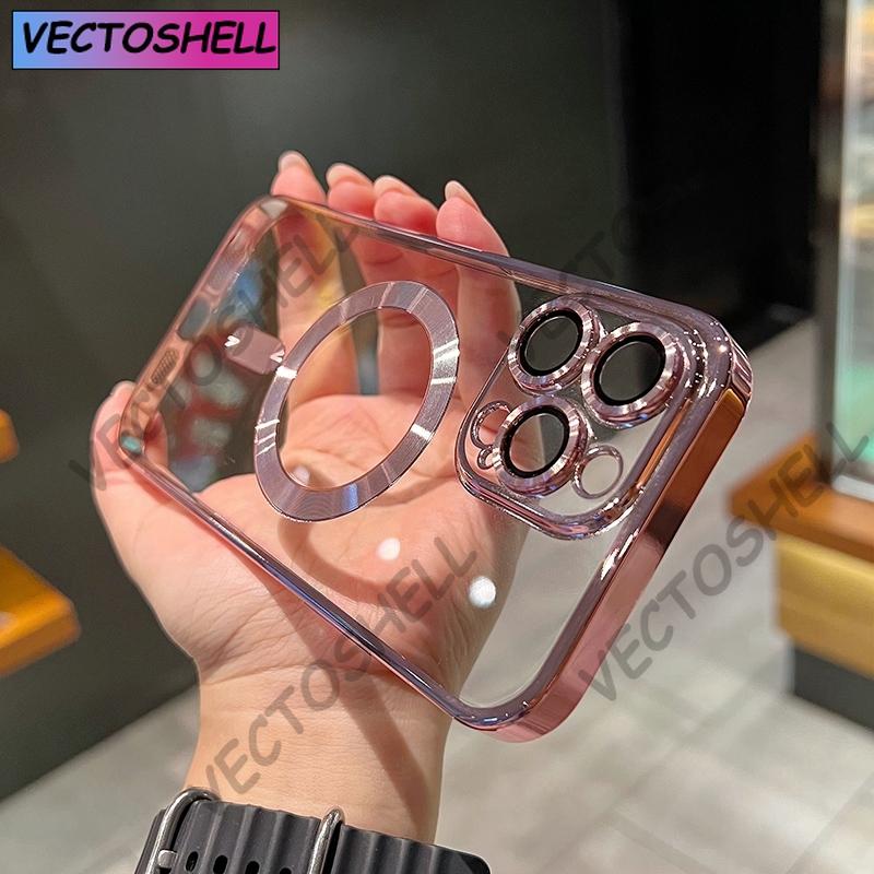 Luxury Transparent Magsafe Wireless Charging Case For iPhone 15 14 13 12 11 16 Pro Max Plus X Xs Max XR Magnetic Silicone Cover