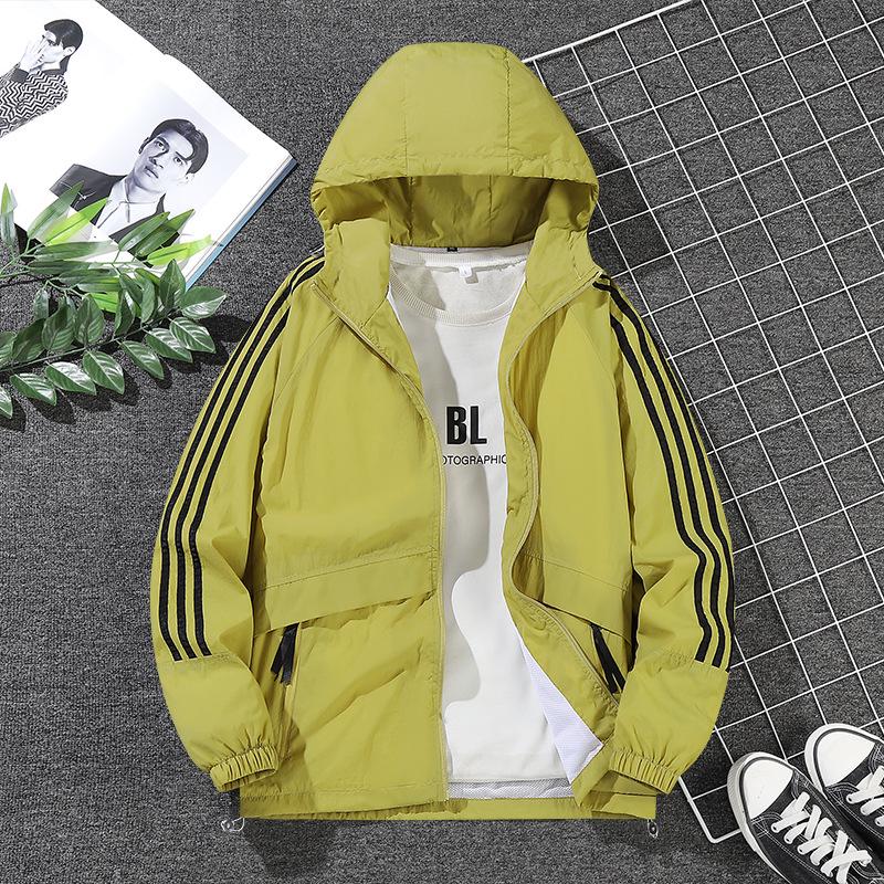 Men’s Autumn Hooded Top: Trendy Loose-Fit Three-Stripe Sports Jacket
