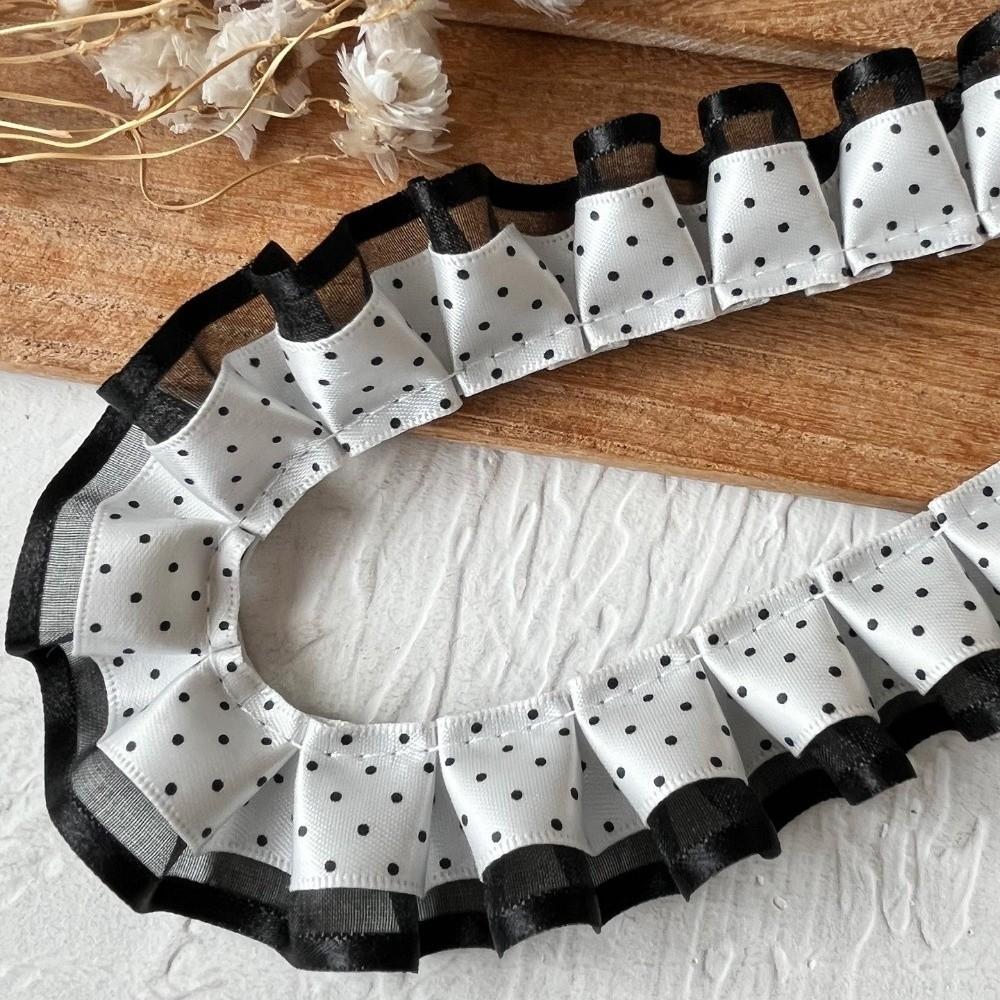 2M Pleated Ribbon Trim Ruffle Trim Collar Cuff Trim Double Layer Lace Ribbon Needlework Crafts DIY Lolita Dress Ribbon