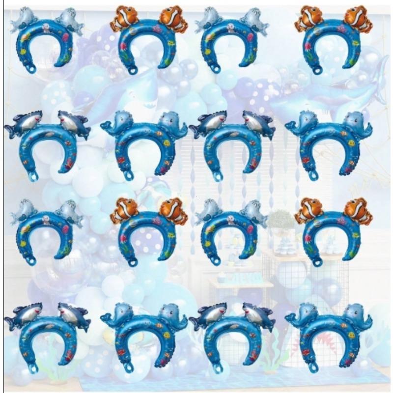 4/16 Повязка для волос с морскими животными, воздушный шар из алюминиевой пленки, подходит для декоративных шаров на морскую тематику