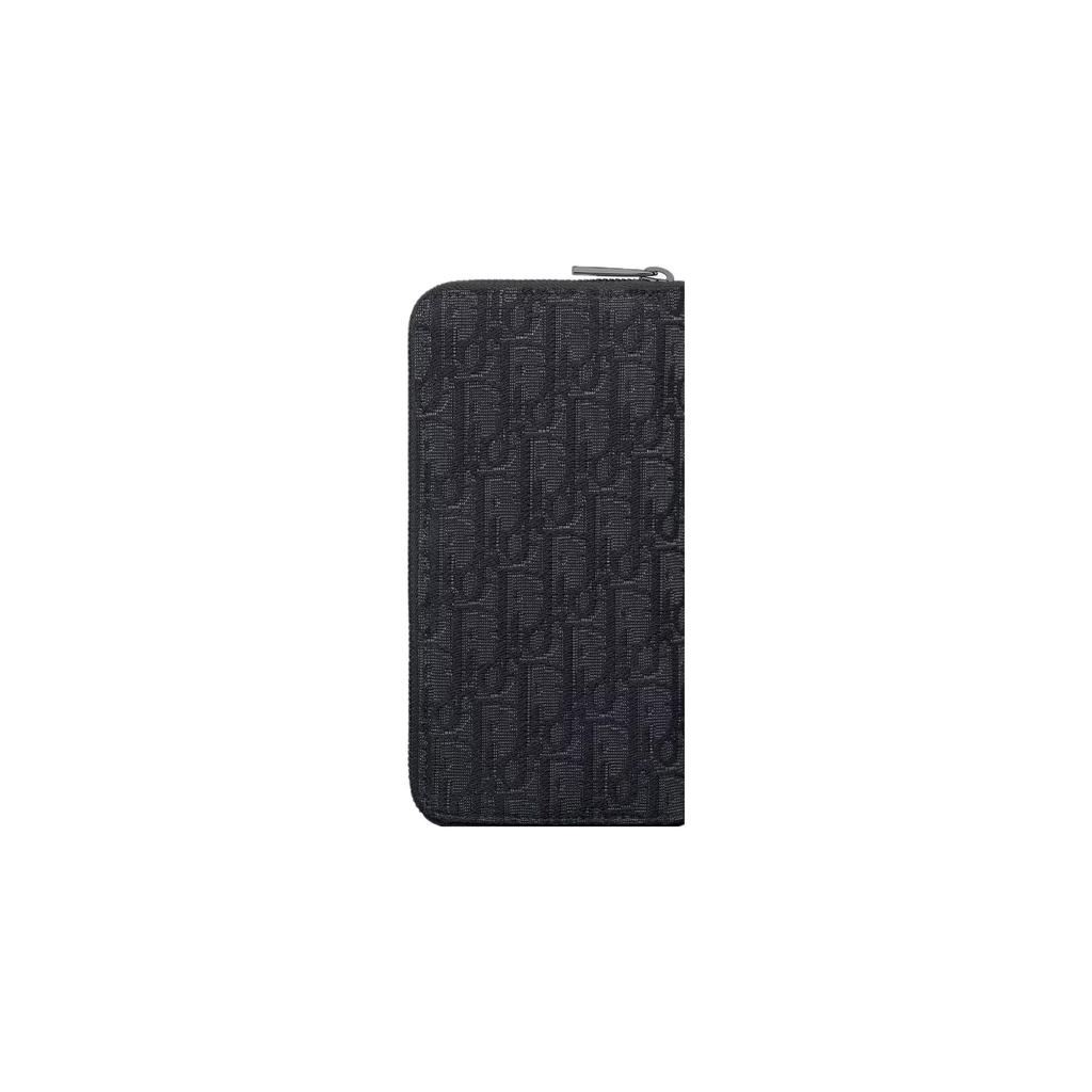 Dior Letter Logo Zipper Wallet Oblique Jacquard Men wallet Black 2ESBC317YSE-H03E