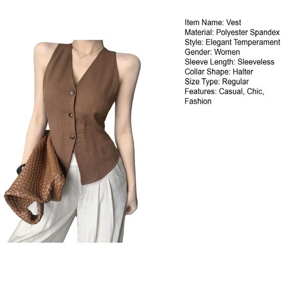 Женский жилет халтер с V-образным вырезом, без спинки, однобортный, без рукавов, с асимметричным подолом, жилетный топ, летний повседневный