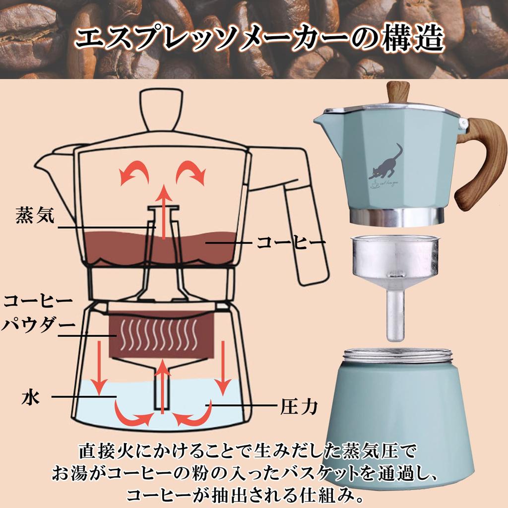 Open Fire Espresso Maker Moka Pot 6cup 300ml Enjoy Delicious Coffee At Home or Outdoors Cafe Au Lait Camping Compact For 1 To 2 People [Dragon Horse]