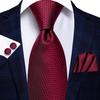 Hi-Tie Fashion Mens Wine-Red Paisley Necktie Hanky Cufflinks for Business Wedding