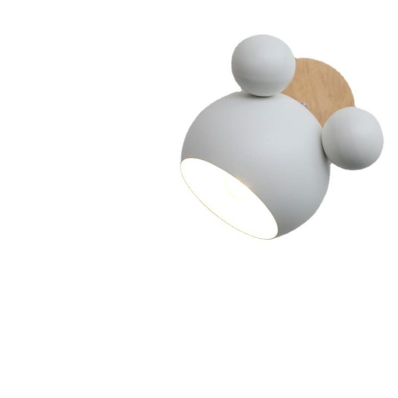 Nordic Creative Macaron Simple Personality Спальня Микки Маус Мультфильм Теплая Детская Комната Ночник Деревянный Настенный Светильник