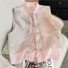 Medium Vest Disc-buckled Vest Vest Vest Top Women's 2025 Spring and Autumn New Small Fragrant Vest
