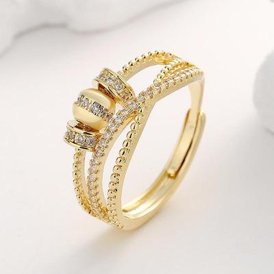 Циркониевое Вращающееся Крестовое Многослойное Открытое Кольцо для Женщин Декомпрессионные Украшения