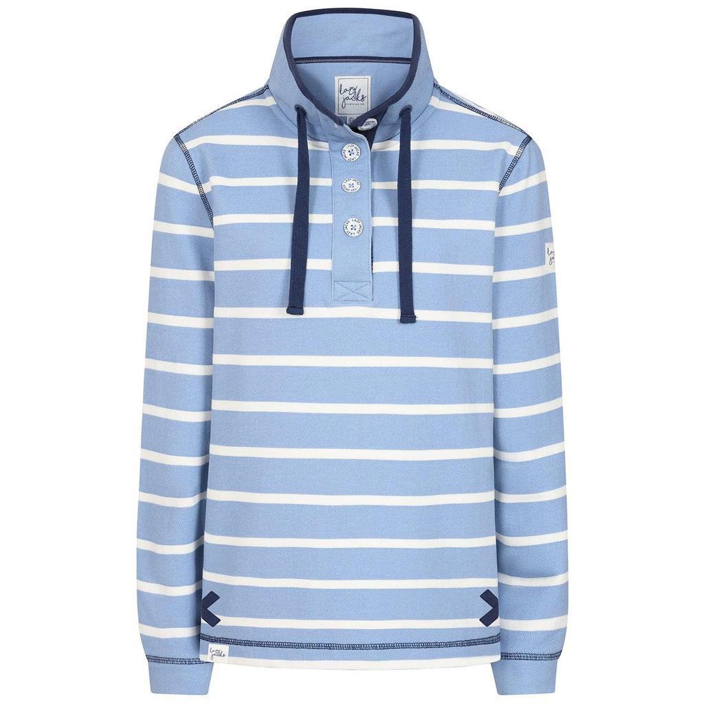 Lazy Jacks Womens/Ladies Pique Button Neck Sweatshirt
