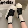 Little White Shoes Women's 2025 Spring/summer New Casual Board Shoes, Velcro, Ugly Cute Big-toe Shoes, Biscuit-soled Platform Shoes