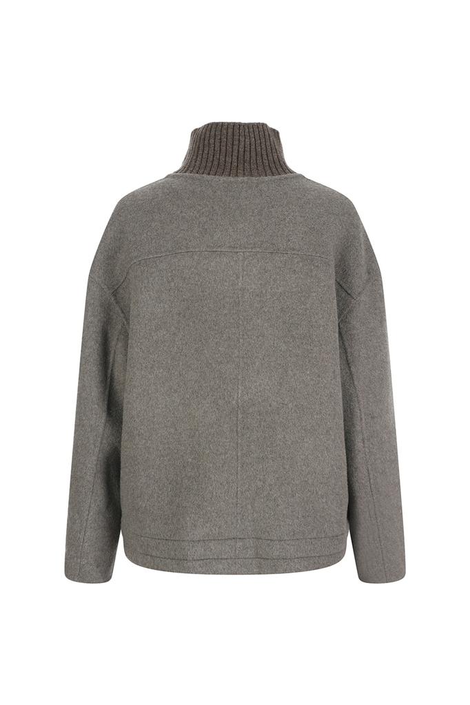 LAFELSORTOF Wool Blend Handmade Knit Color Block Jacket