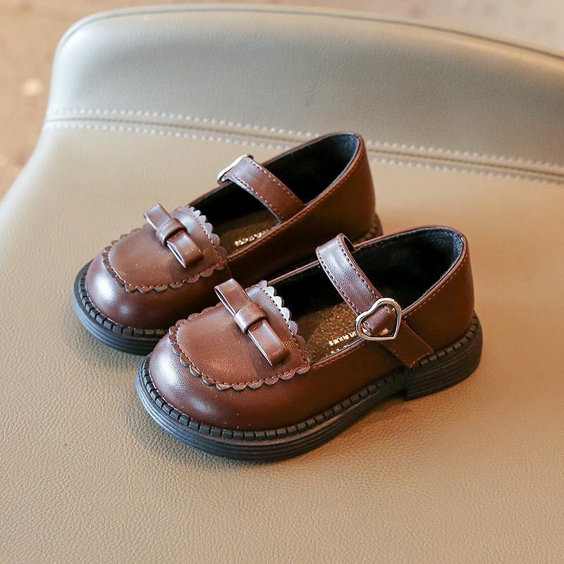 2024 Новые туфли Мэри Джейн для девочек, неглубокие однотонные черные мягкие туфли на платформе в стиле ретро, японские школьные кожаные мокасины с бантом на плоской подошве