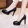 Small Size 32-43 Formal Court Stilettos High Heels Shoes Women 2025 Shallow Soft Leather Platform Pumps for Wedding Model Party