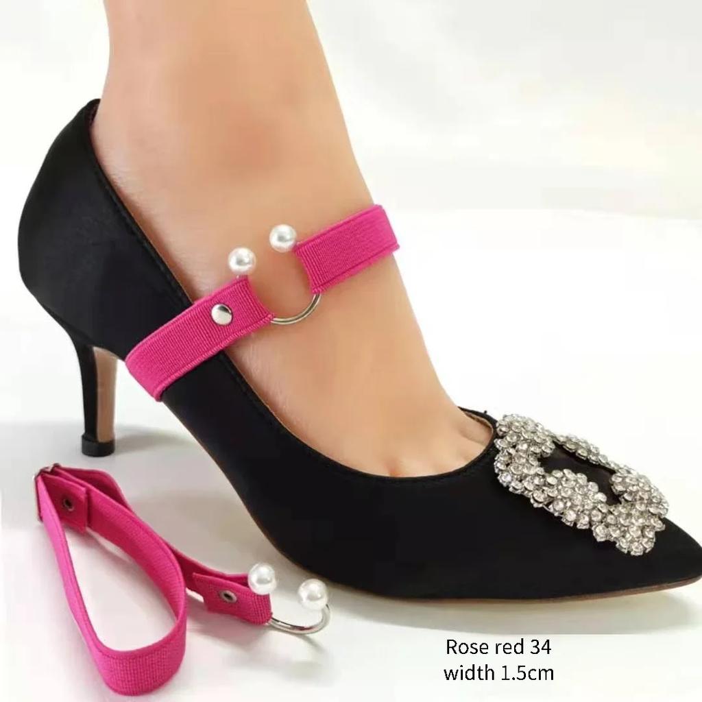 Новые шнурки для туфель на высоком каблуке шириной 1,5 см, женские эластичные шнурки, ремешок для обуви на каблуке, U-образная жемчужная пряжка, шнурки без завязывания, аксессуары для обуви