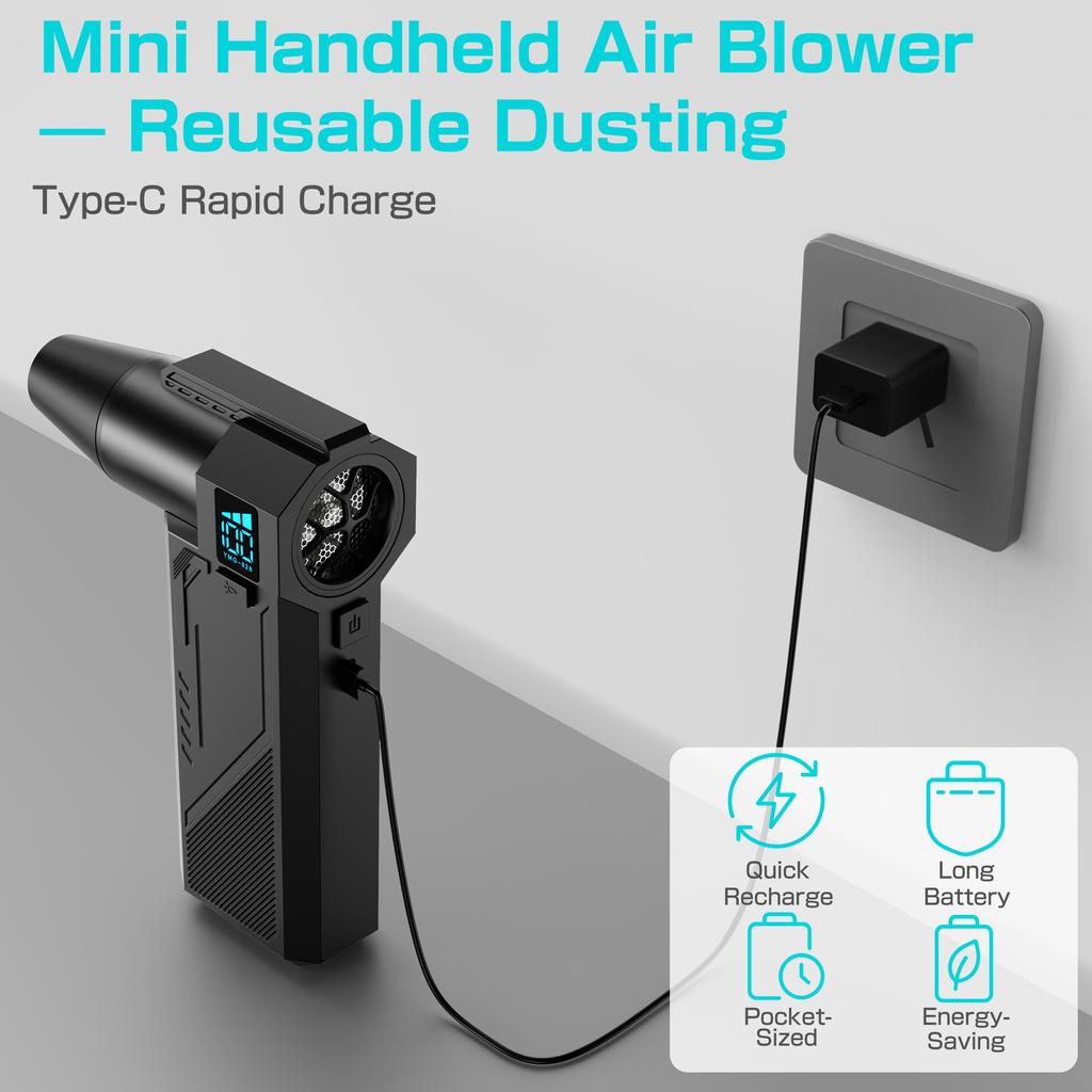 Handheld Turbo Jet Fan Violent Fan Portable 2025 With Brush Cleaning Blower Tool Powerful Air Blower Type-C Charging High Speed