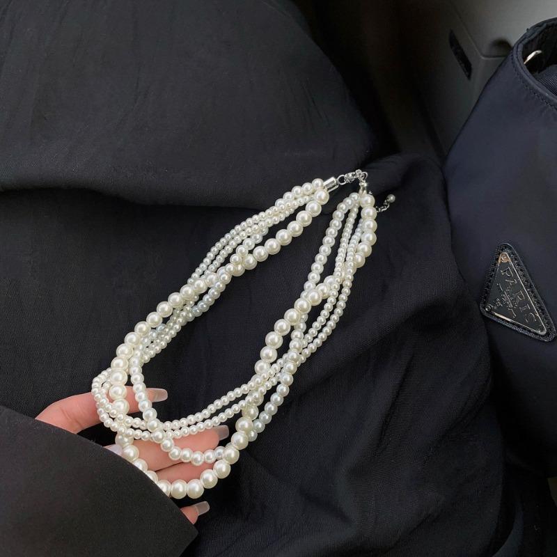 Богемский жемчуг многослойное ожерелье для женщин вечерние роскошные барочные жемчужные ожерелья дамы французская мода свадьба ключичная цепочка девушки шея ювелирные изделия