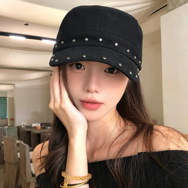Women S Vintage Rivet Flat Top Equestrian Hat Summer Sun Protection Casual Hat